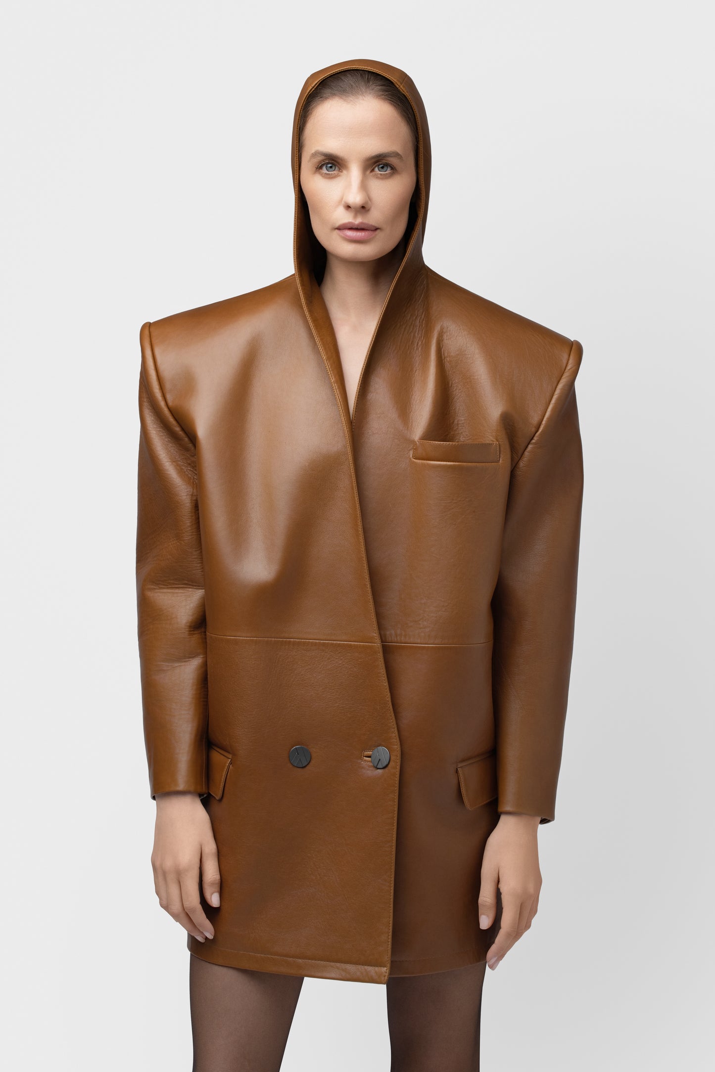 NATURAL LEATHER BLAZER - OCHRA