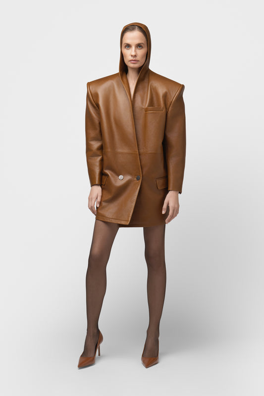 NATURAL LEATHER BLAZER - OCHRA