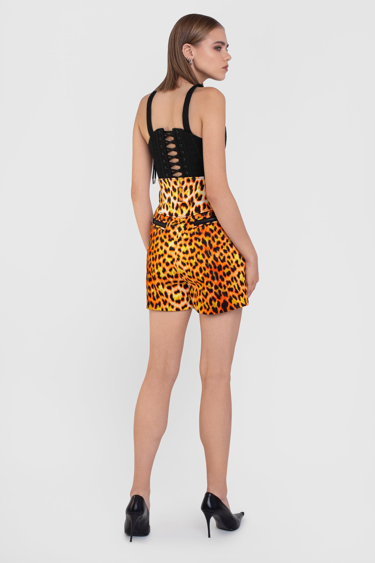 ORANGE LEOPARD PRINT SHORTS