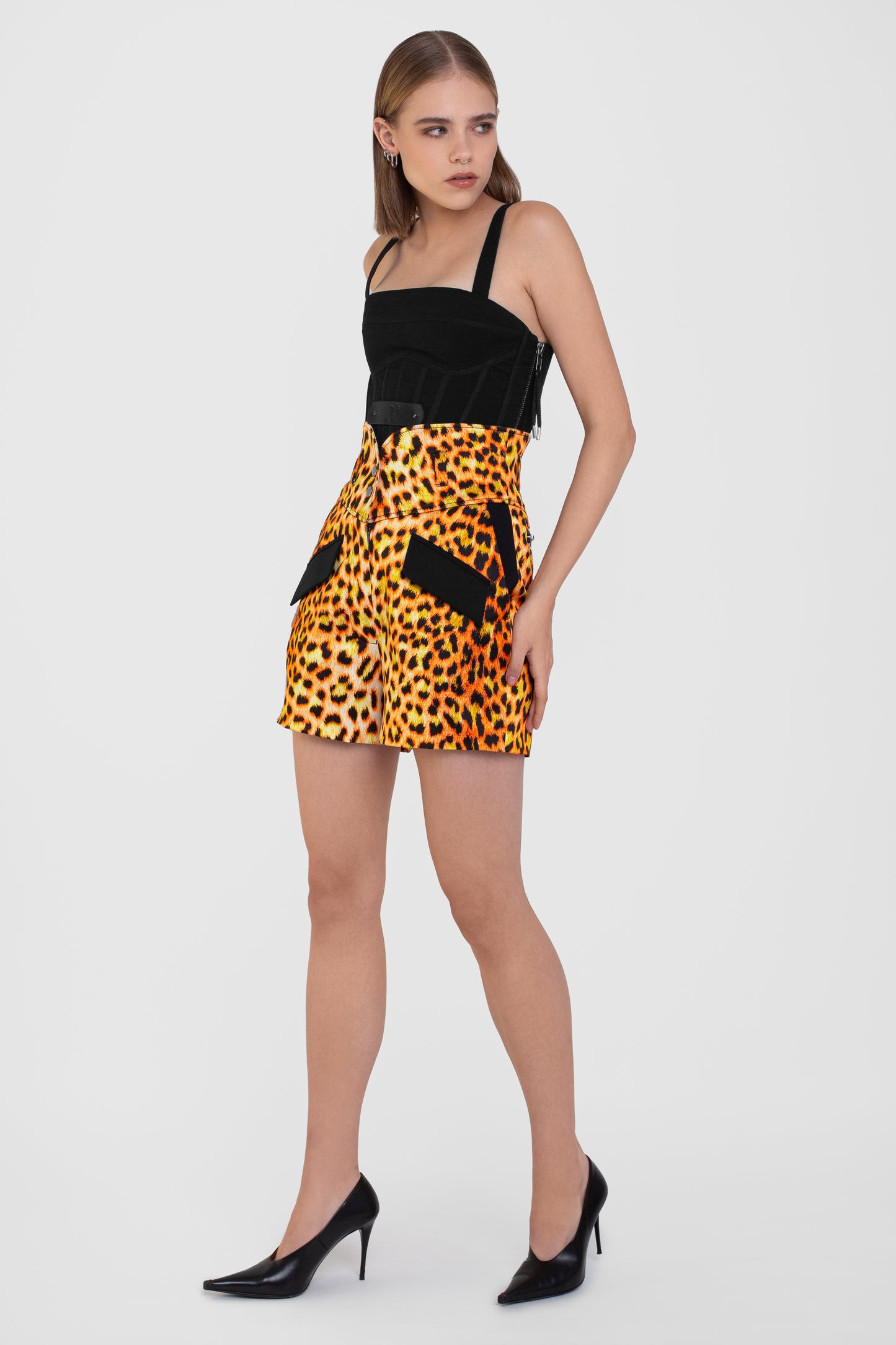 ORANGE LEOPARD PRINT SHORTS