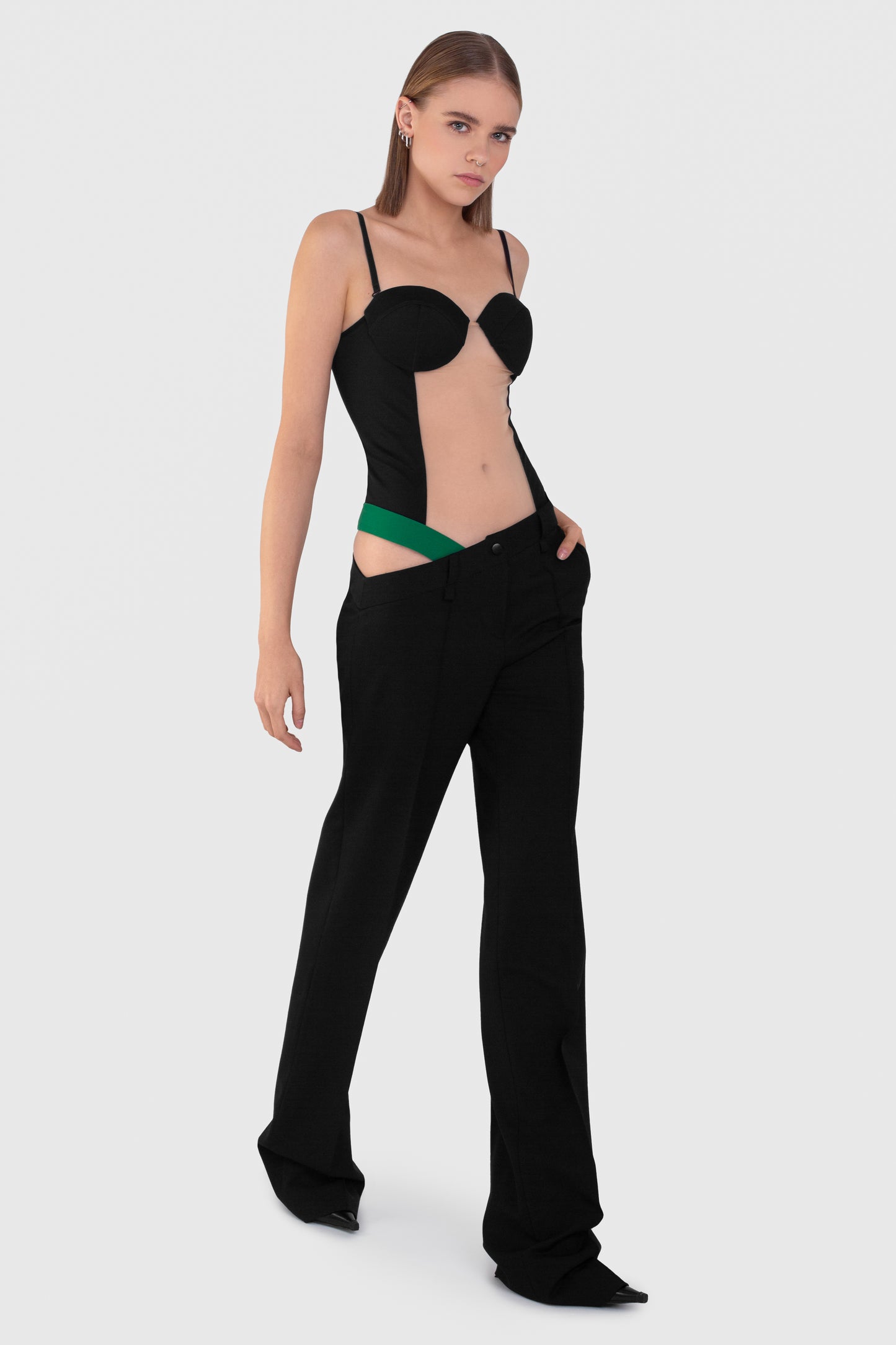 ASYMMETRICAL WAIST TROUSERS