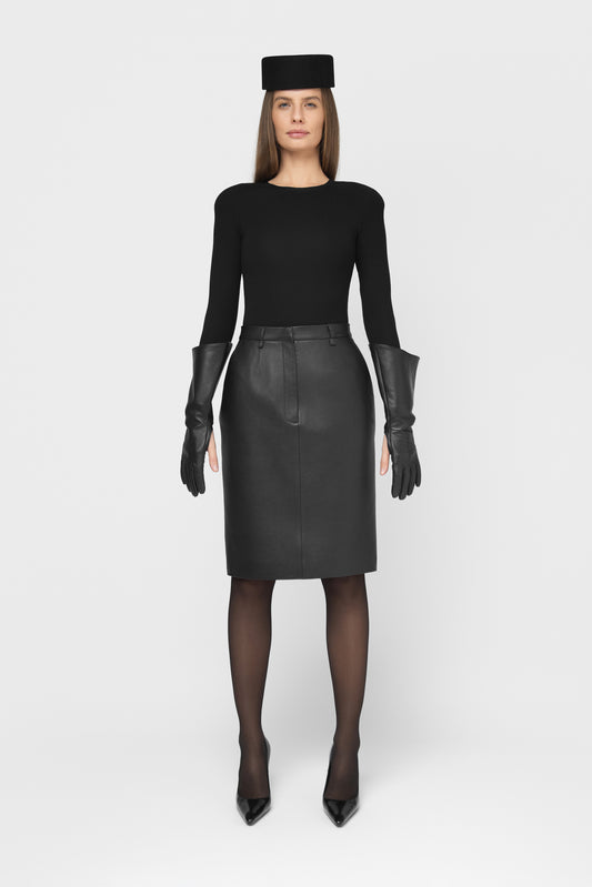 GENUINE LEATHER PENCIL SKIRT