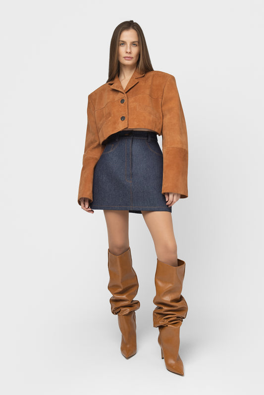 SHORT NUBUCK LEATHER JACKET