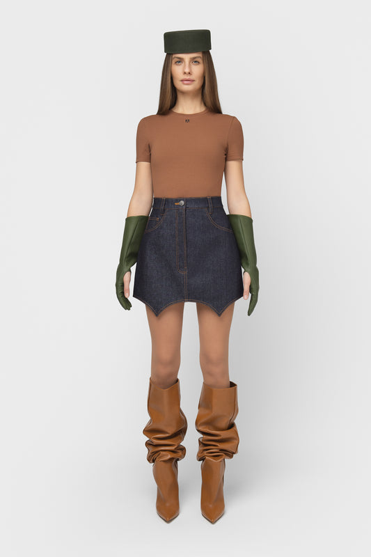 DENIM SKIRT WITH TRIANGLES