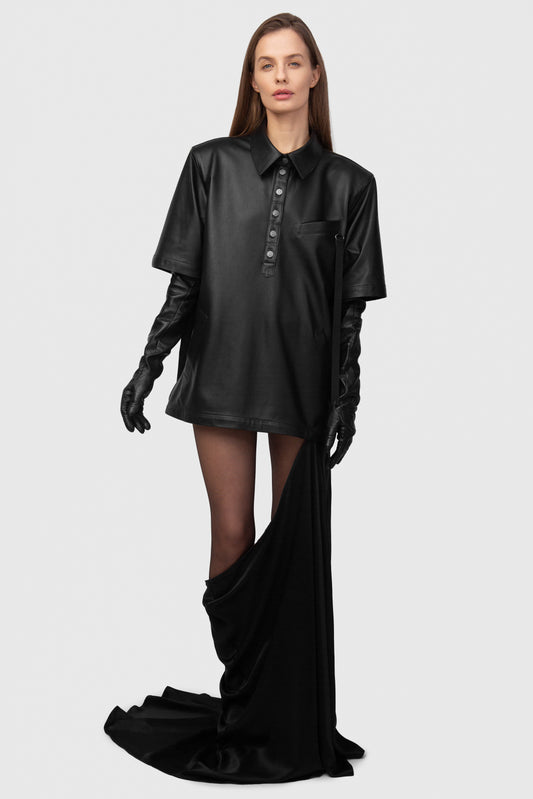 LEATHER SHIRT-DRESS