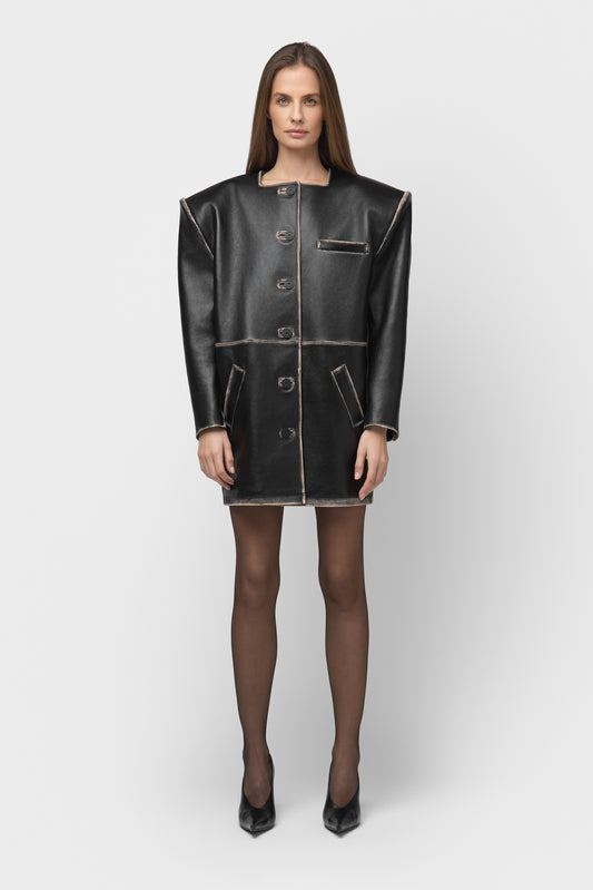 NATURAL LEATHER BLAZER - OCHRA