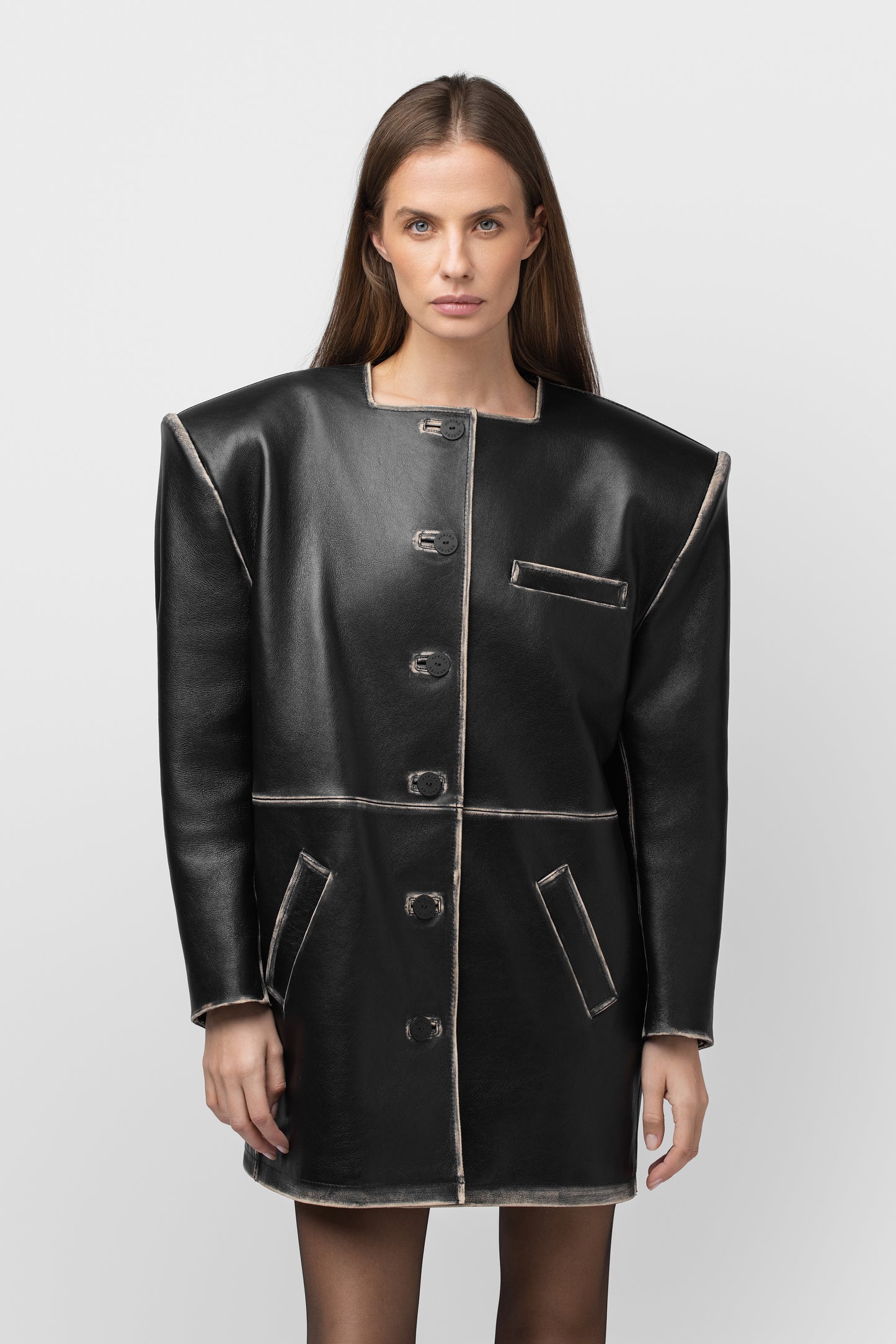 NATURAL LEATHER BLAZER - OCHRA