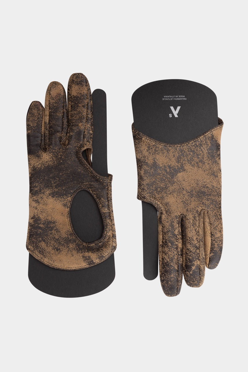 DÄMPFTE LEDER-DREIFINGER-HANDSCHUHE