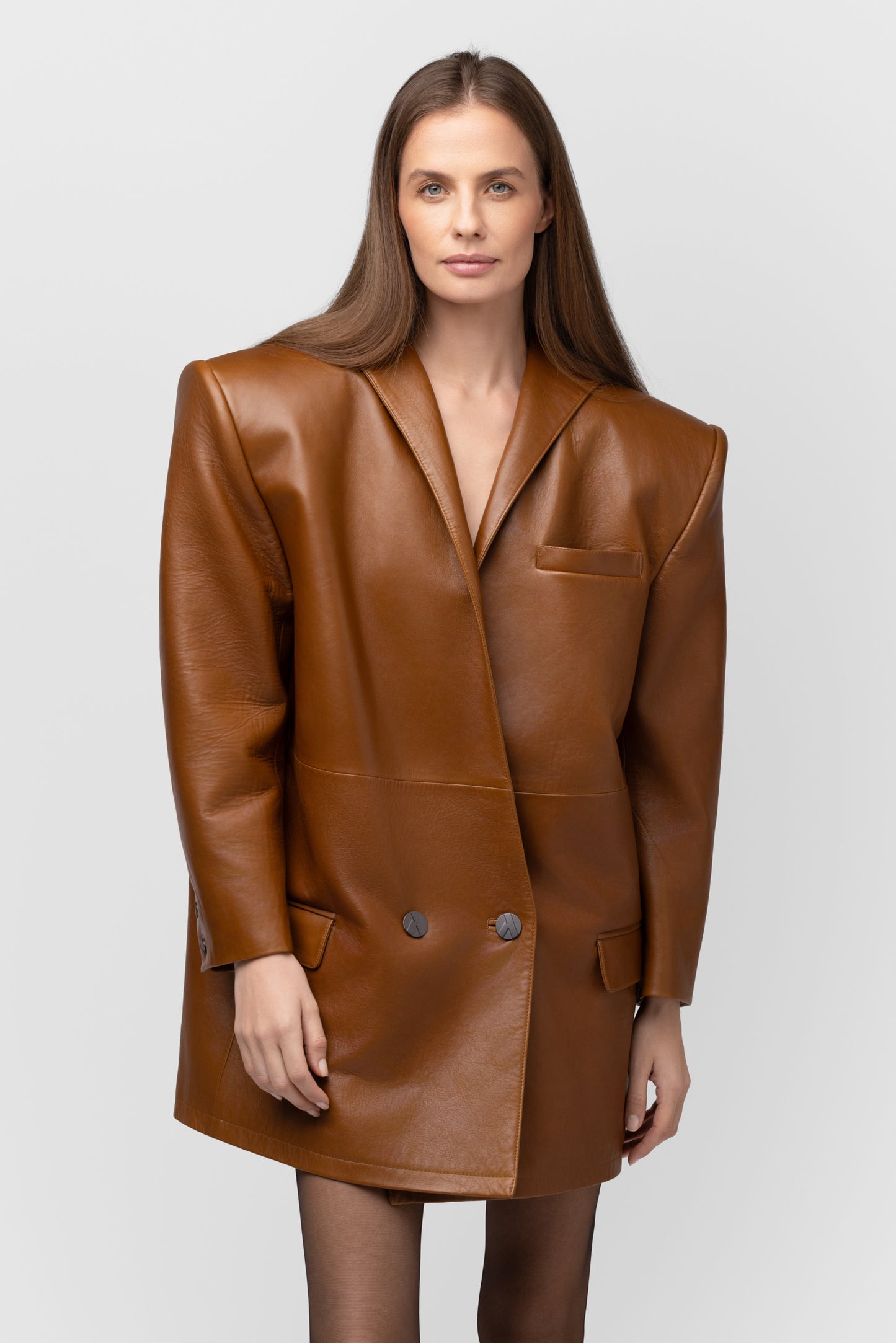 NATURAL LEATHER BLAZER - OCHRA