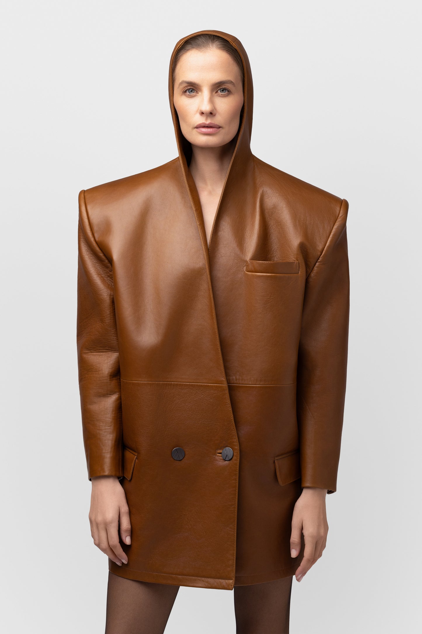 NATURAL LEATHER BLAZER - OCHRA