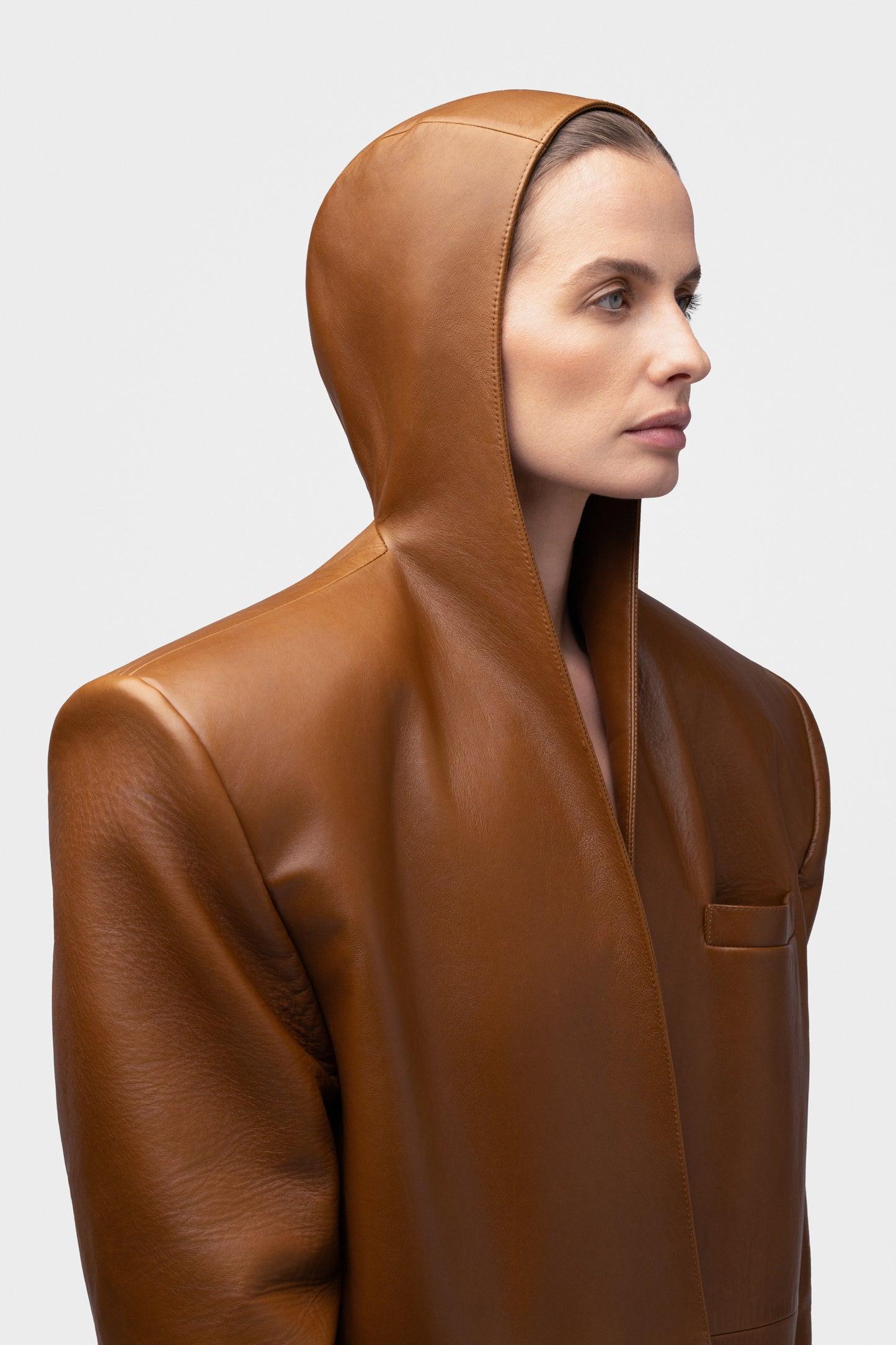 NATURAL LEATHER BLAZER - OCHRA