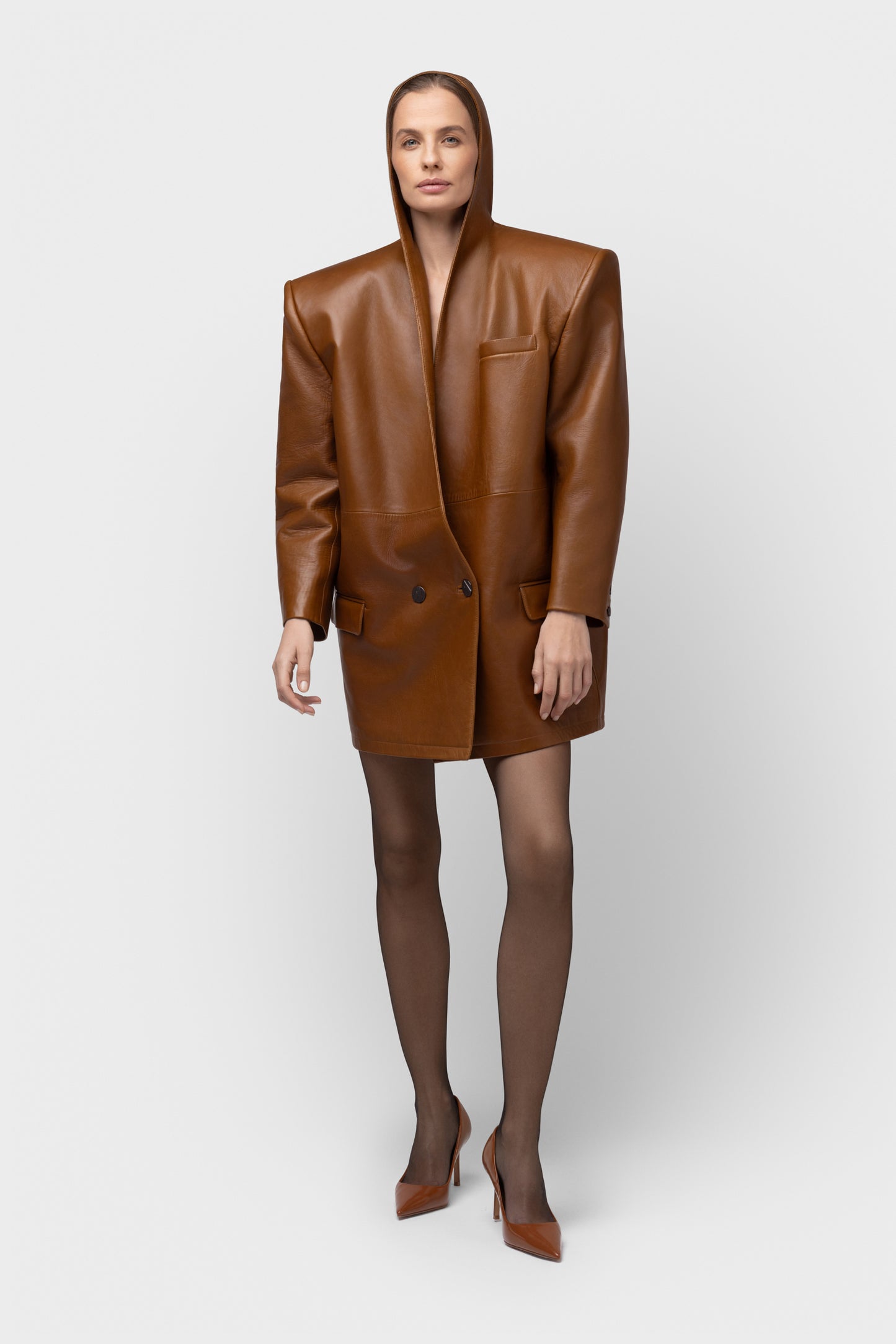 NATURAL LEATHER BLAZER - OCHRA