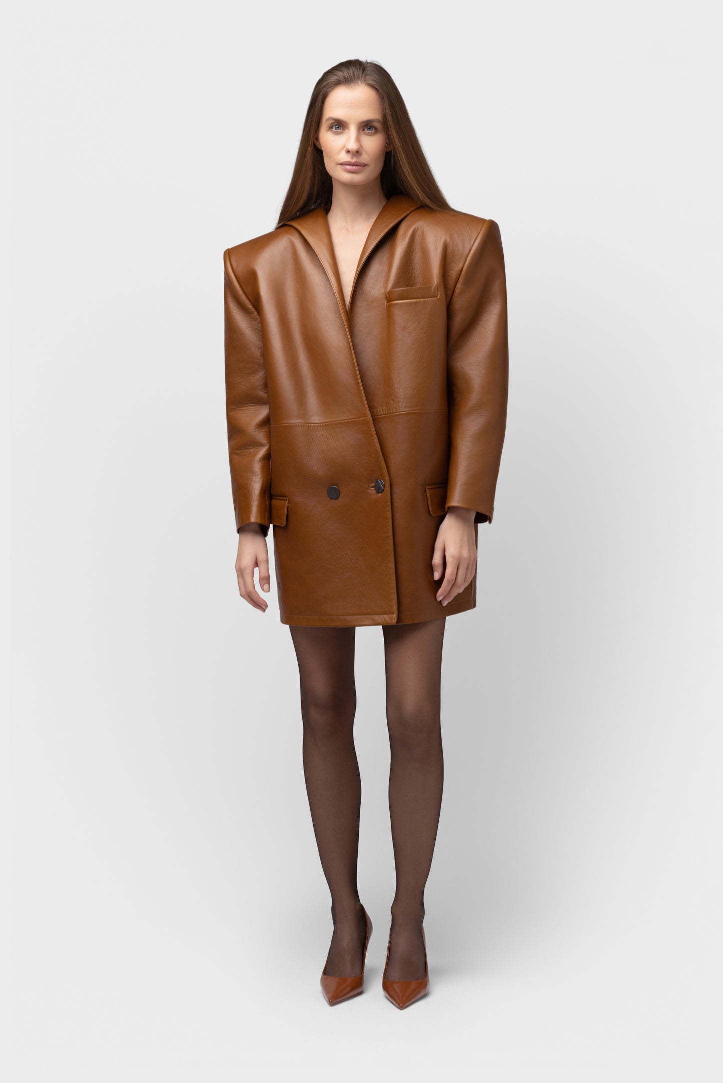 NATURAL LEATHER BLAZER - OCHRA