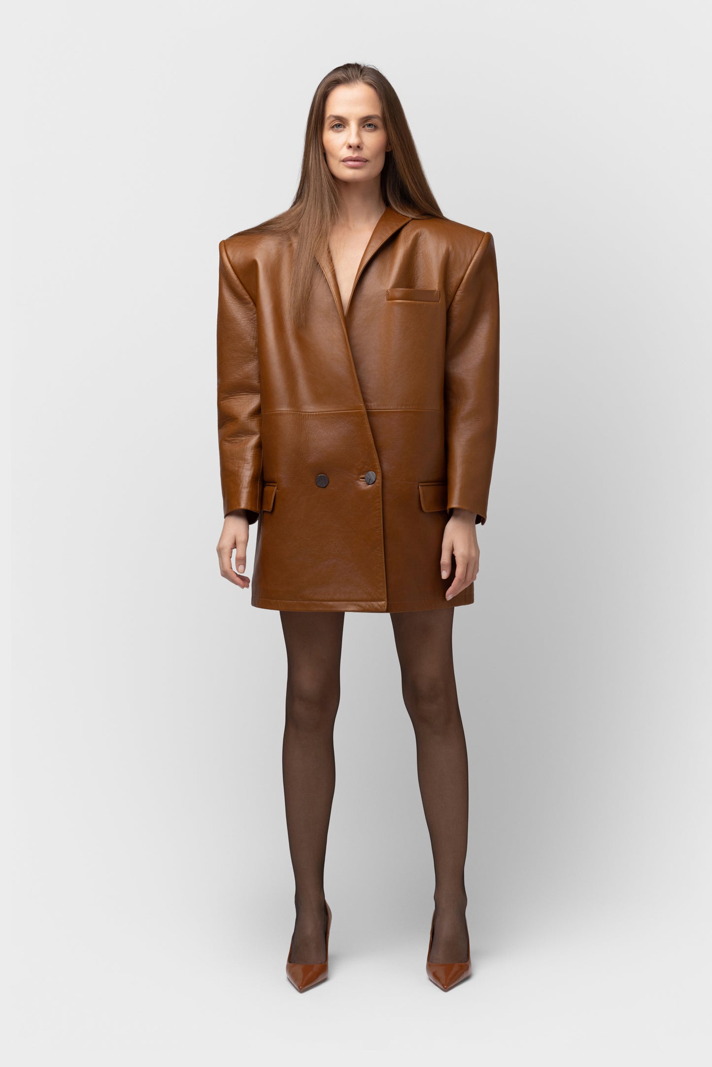 NATURAL LEATHER BLAZER - OCHRA